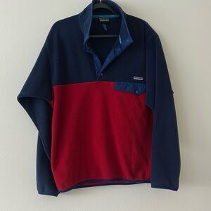 PATAGONIA TWO TONE SYNCHILLA RED & BLUE QUARTER SNAP PULLOVER